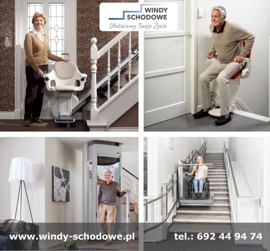 Oferta firmy Windy schodowe - krzesła i platformy schodowe, małe windy i podnośniki oraz schodołazy